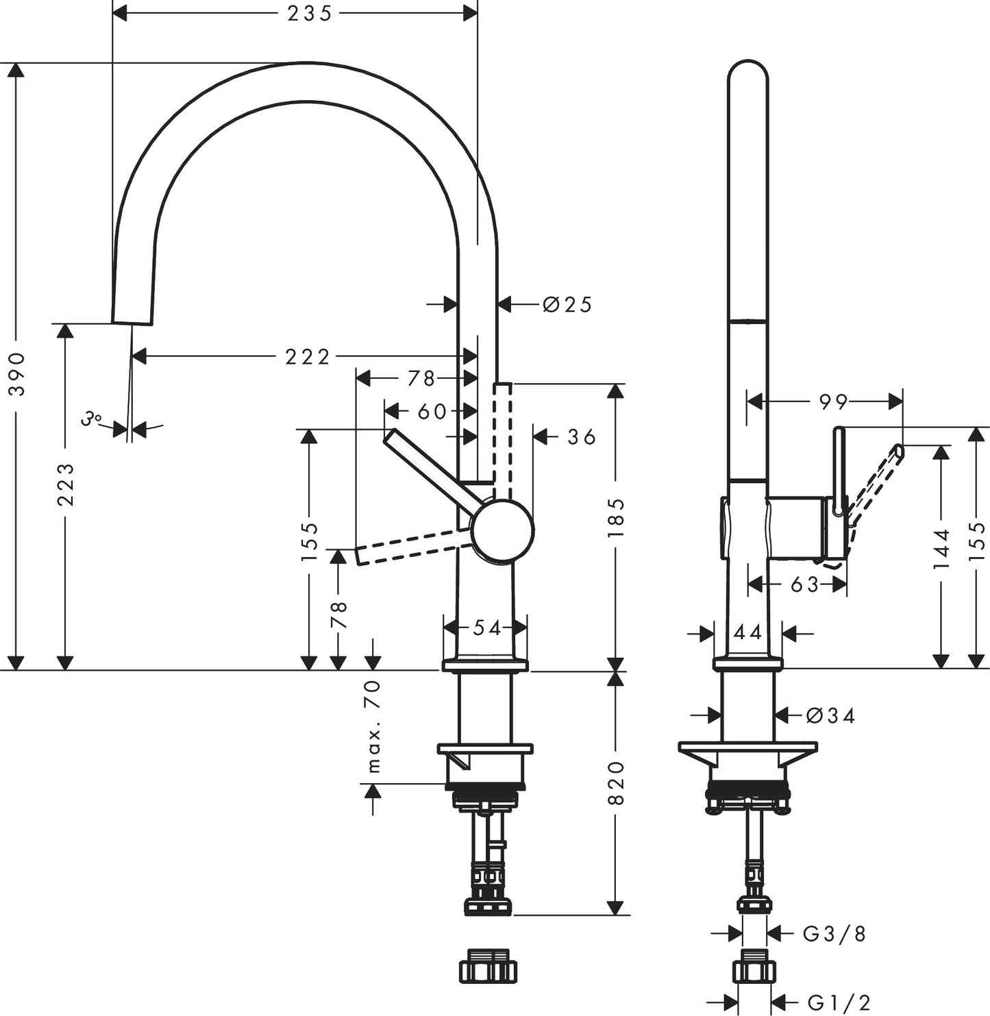 Talis M54 Single lever kitchen mixer 220, 1jet