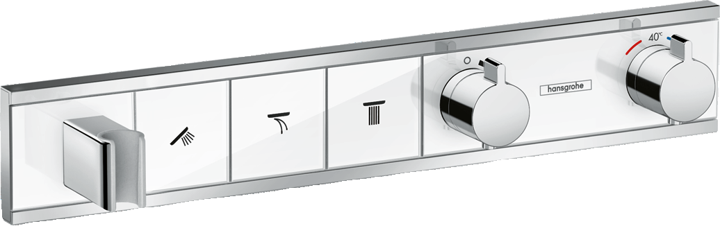 RainSelect Thermostat for concealed installation for 3 functions with integrated shower holder
