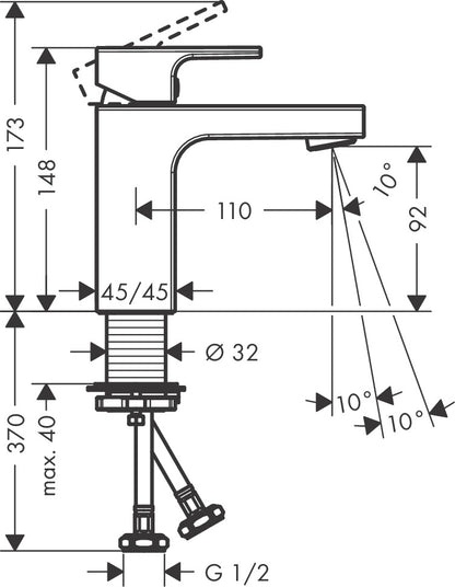 Vernis Shape Single lever basin mixer 100 without waste set